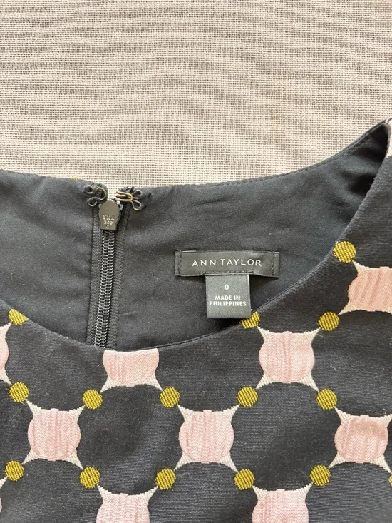 Ann Taylor Black & Pink Geometric Midi Sheath Dress - Picture 8 of 13